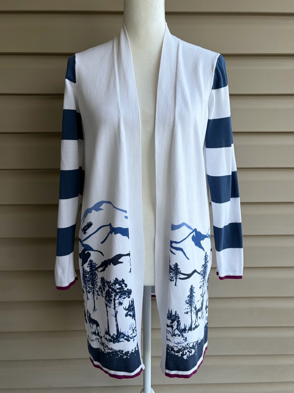 •Lands' End• Scenic Open Front Cardigan Sweater - Size Small (6-8)
